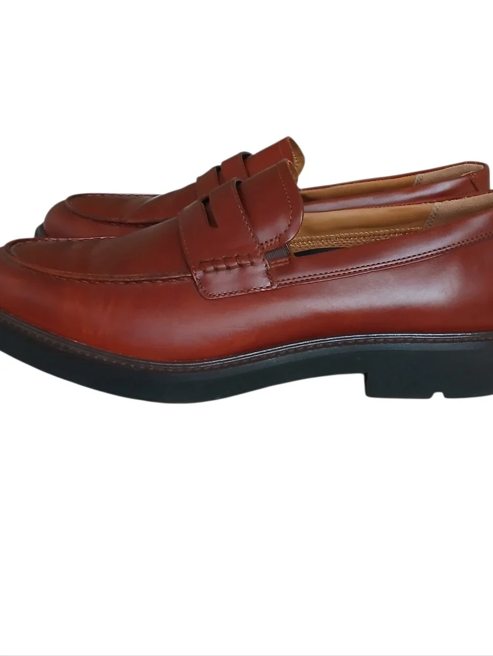 ECCO Metropole London Leather Penny Loafers in Cognac Men's 10.5 Denmark Preppy